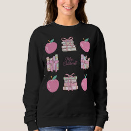 Custom Coquette Teacher Apple and Book Sweatshirt