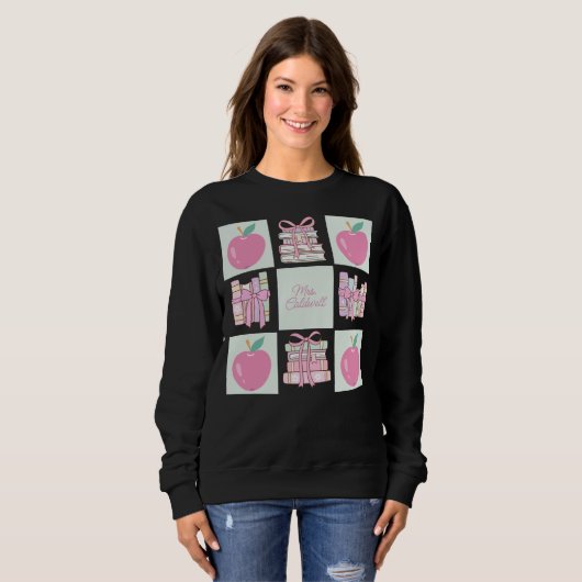 Custom Coquette Teacher Apple and Book Sweatshirt (Vorne ganz)