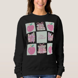 Custom Coquette Teacher Apple and Book Sweatshirt