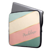 Custom Coral Blush Mint Green Ivory Stripe Art Laptopschutzhülle (Vorderseite Links)