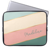 Custom Coral Blush Mint Green Ivory Stripe Art Laptopschutzhülle (Vorderseite)