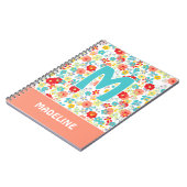 Custom Coral Blush Pink Aqua Blue Blume Muster Notizblock (Linke Seite)