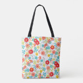 Custom Coral Blush Pink Aqua Blue Blume Muster Tasche (Rückseite)