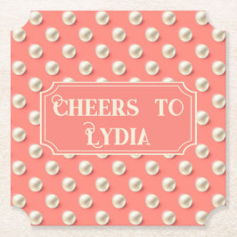 Custom Coral Pearl "Cheers to Name" Untersetzer