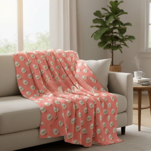 Custom Coral & Pearls Elegant Soft Throw Blanket Fleecedecke