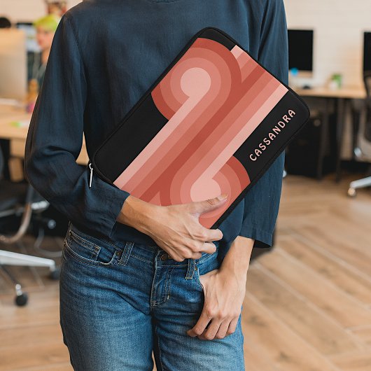 Custom Coral Red Blush Pink Retro Art Muster Laptopschutzhülle