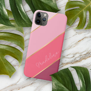 Custom Coral Red Pastel Blush Pink Art Streifen Case-Mate iPhone Hülle