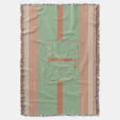 Custom Coral Sage Stripe Monogram Boho Pastel Chi Decke (Vorderseite Vertikal)