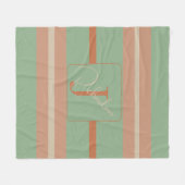 Custom Coral Sage Stripe Monogram Boho Pastel Chi Fleecedecke (Vorderseite (Horizontal))