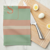 Custom Coral Sage Stripe Monogram Boho Pastel Chi Geschirrtuch (Viertel Falte)
