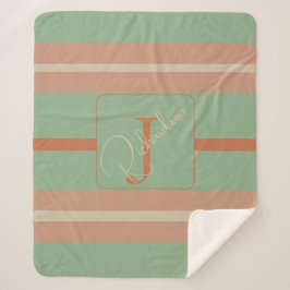 Custom Coral Sage Stripe Monogram Boho Pastel Chi Sherpadecke