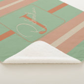 Custom Coral Sage Stripe Monogram Boho Pastel Chi Sherpadecke (3/4)