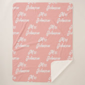 Custom Coral Sherpa Newlywed Blanket for Couples Sherpadecke (Vorderseite)