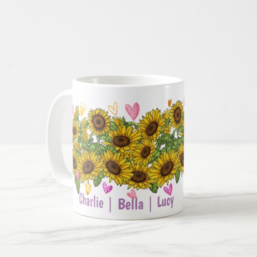 Custom Corgi Lover Sunflower Dog Trainer Floral Kaffeetasse (Vorderseite Links)