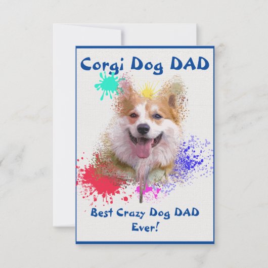 Custom Corgi Papi Dog Bester Crazy Dog Vater Dankeskarte (Vorderseite)