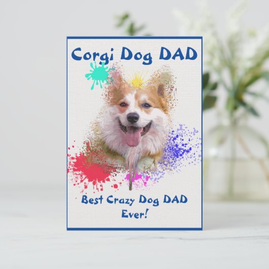 Custom Corgi Papi Dog Bester Crazy Dog Vater Dankeskarte (Stehend Vorderseite)