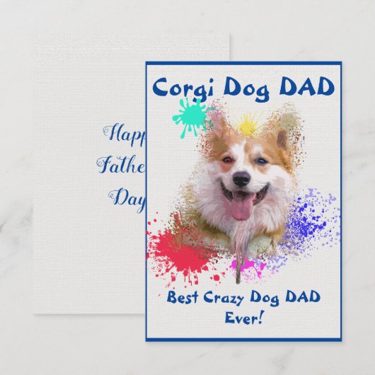 Custom Corgi Papi Dog Bester Crazy Dog Vater Dankeskarte (Vorne/Hinten)