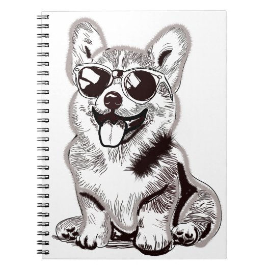 Custom Corgi Puppy with Sunglasses | Sketch Art Notizblock (Vorderseite)