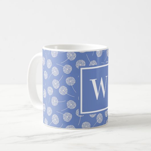 Custom Cornflower Blue Dandela Mit Monogramm Kaffeetasse (Vorderseite Links)