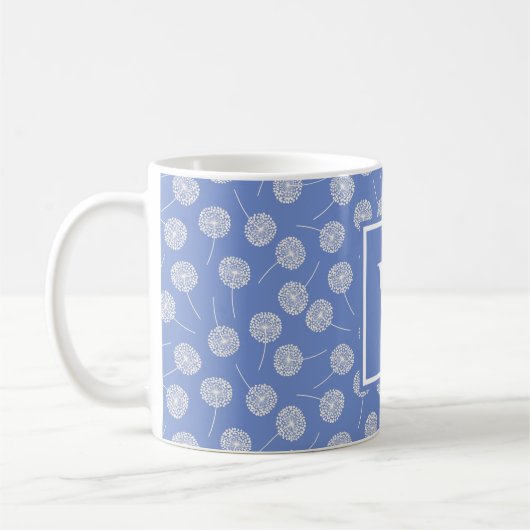 Custom Cornflower Blue Dandela Mit Monogramm Kaffeetasse (Links)