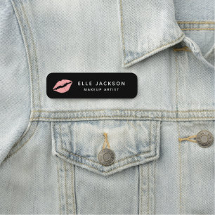 Custom Cosmetic Nurse Lips Black Name Tag Namensschild