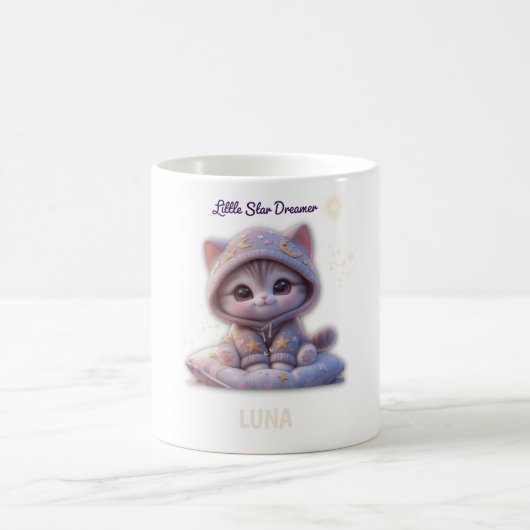 Custom Cosmic Cat Mug – Personalized Pastel Galaxy Kaffeetasse (Mittel)