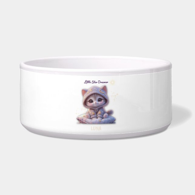 Custom Cosmic Cat Pet Bowl – Personalized pet bowl Napf (Vorderseite)