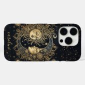 Custom Cosmic Celestial Gold Black Sun Moon Stars Case-Mate iPhone Hülle (Rückseite (Horizontal))