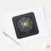 Custom Cosmic Crab Zodiac Symbol Black Gold Cancer Quadratischer Aufkleber (Umschlag)