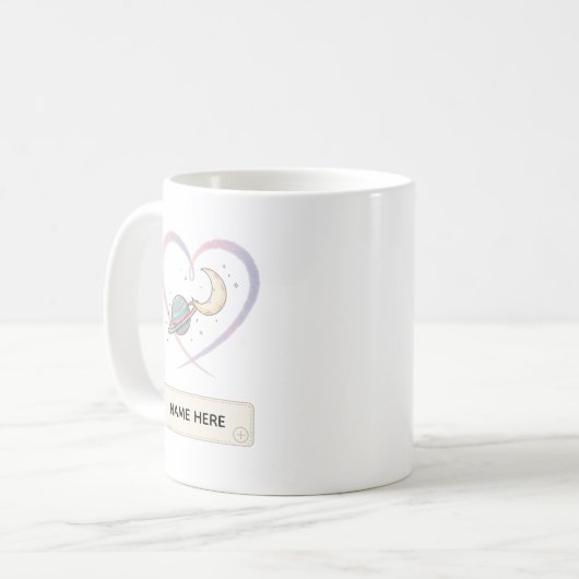 Custom Cosmic Heart Name Mug Kaffeetasse (Vorderseite Links)