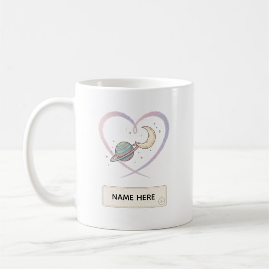 Custom Cosmic Heart Name Mug Kaffeetasse (Links)