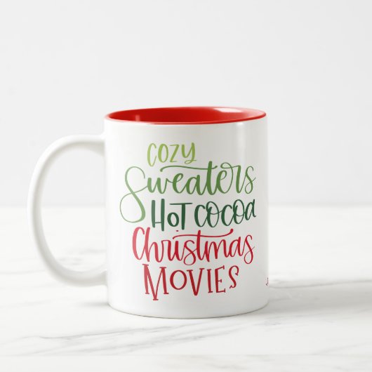 Custom Cosy Sweaters Red Green Weihnachten Zweifarbige Tasse (Links)