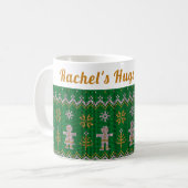 Custom Cosy Ugly Sweater | Hugs & Hot Cocoa Kaffeetasse (Vorderseite Links)