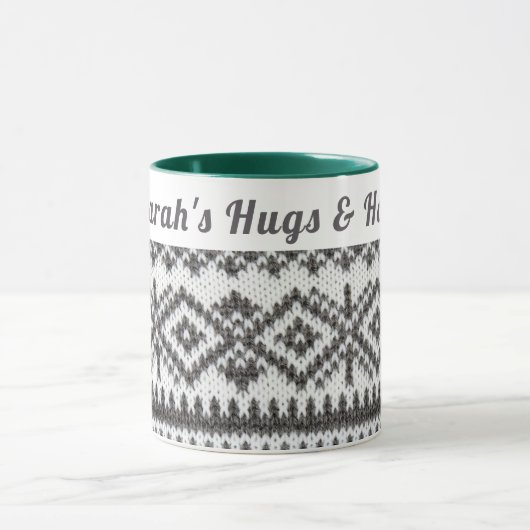 Custom Cosy Ugly Sweater | Hugs & Hot Cocoa Tasse (Zentrum)