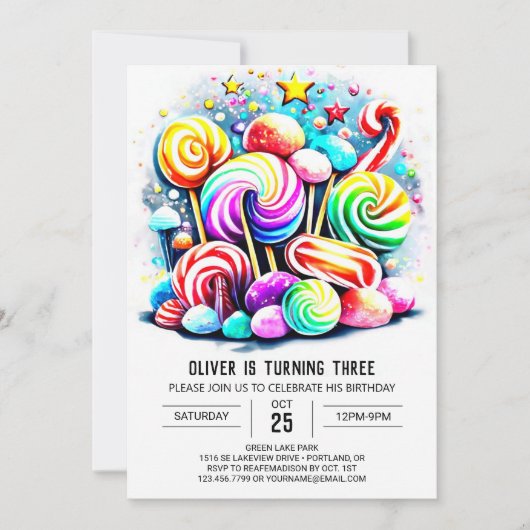 Custom Cotton Candy Birthday Einladung (Vorderseite)