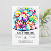 Custom Cotton Candy Birthday Einladung (Stehend Vorderseite)