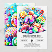 Custom Cotton Candy Birthday Einladung (Vorne/Hinten)