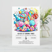 Custom Cotton Candy Birthday Einladung (Stehend Vorderseite)