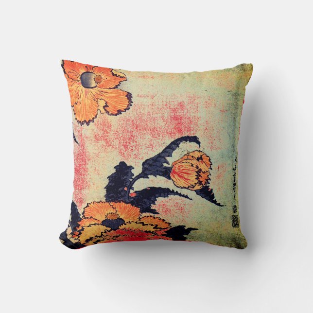 CUSTOM COTTON PILLOW JAPANESE POPPENDRUCK KISSEN (Vorderseite)