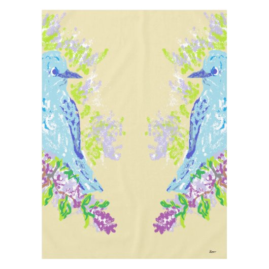 Custom Cotton Tablecloth, 52"x70" Blue Birds Tischdecke (Vorderseite)