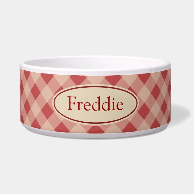 Custom Country Gingham Pet Bowl Napf (Vorderseite)