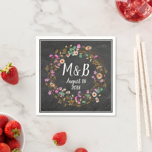 Custom Country Style Floral Wreath Art Motif Serviette (Beispiel)