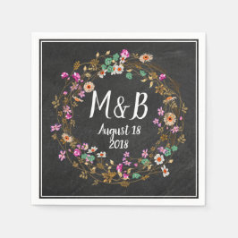 Custom Country Style Floral Wreath Art Motif Serviette