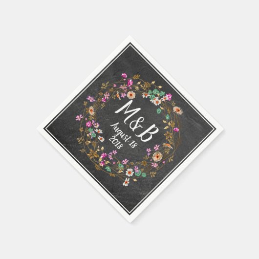 Custom Country Style Floral Wreath Art Motif Serviette (Ecke)