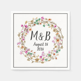 Custom Country Style Floral Wreath Art Motif Serviette