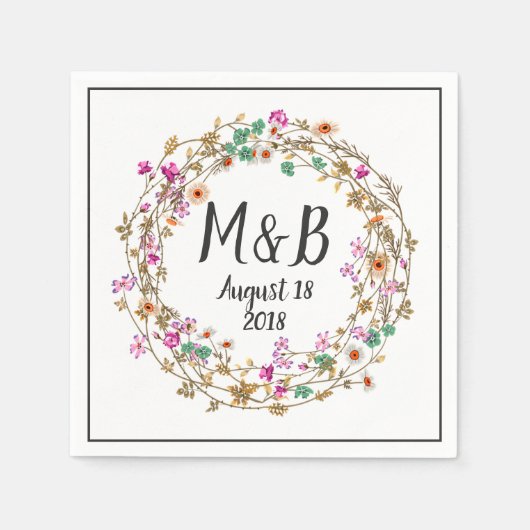 Custom Country Style Floral Wreath Art Motif Serviette (Vorderseite)