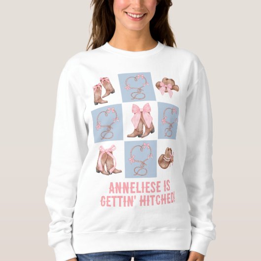 Custom Country theme Gettin' Hitched Bachelorette Sweatshirt (Vorderseite)