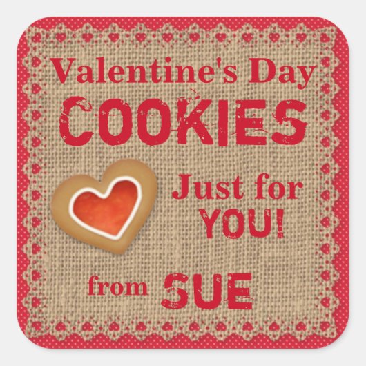 Custom Country Valentine Cookies Stickers (Vorderseite)