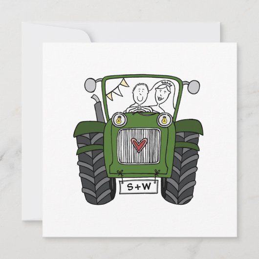 Custom Country Wedding Blue Traktor Abend Einladung (Vorderseite)