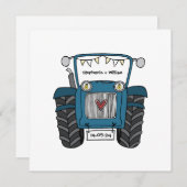 Custom Country Wedding Blue Traktor Abend Einladung (Vorne/Hinten)